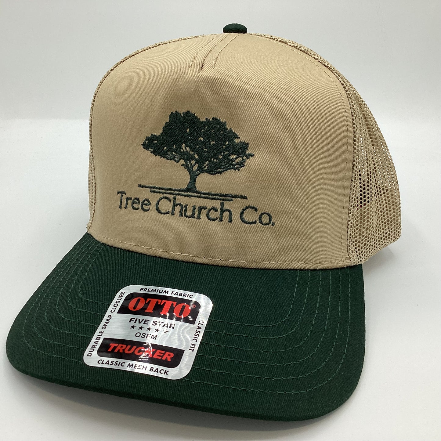 Tree Church Co. snap back trucker cap - dark green/khaki